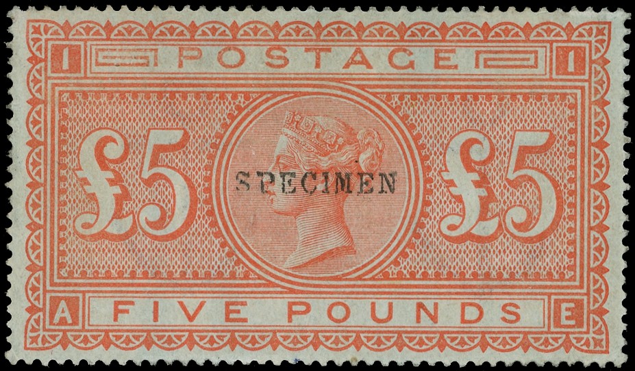 Great Britain 1882 £5 orange optd SPECIMEN pog SG...