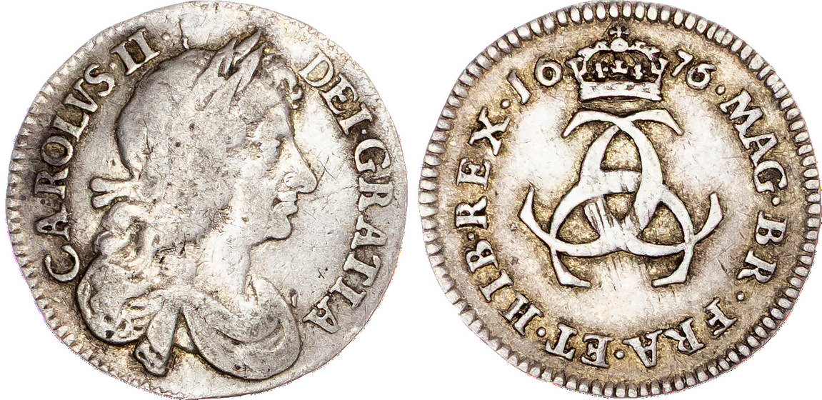 Charles II (1660-1685), AR Maundy Threepeence, 1676/5, and Twopence, 1681 [2].
