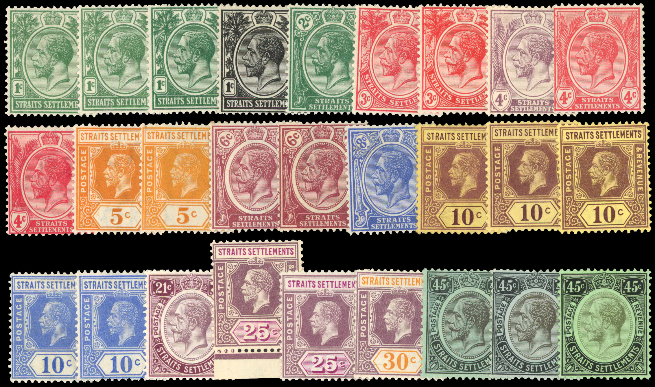 Straits Settlements 1912-23 wmk MCA set to $5
