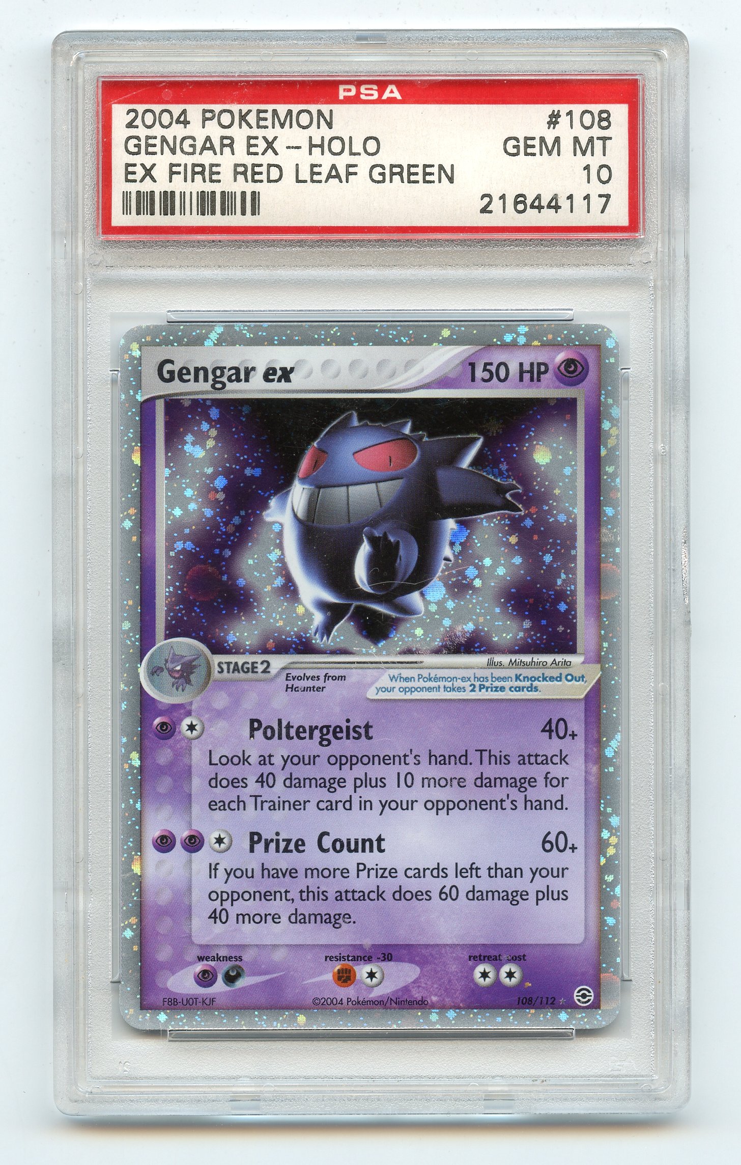 PSA 10 Gengar ex #108 - EX Fire Red & Leaf Green