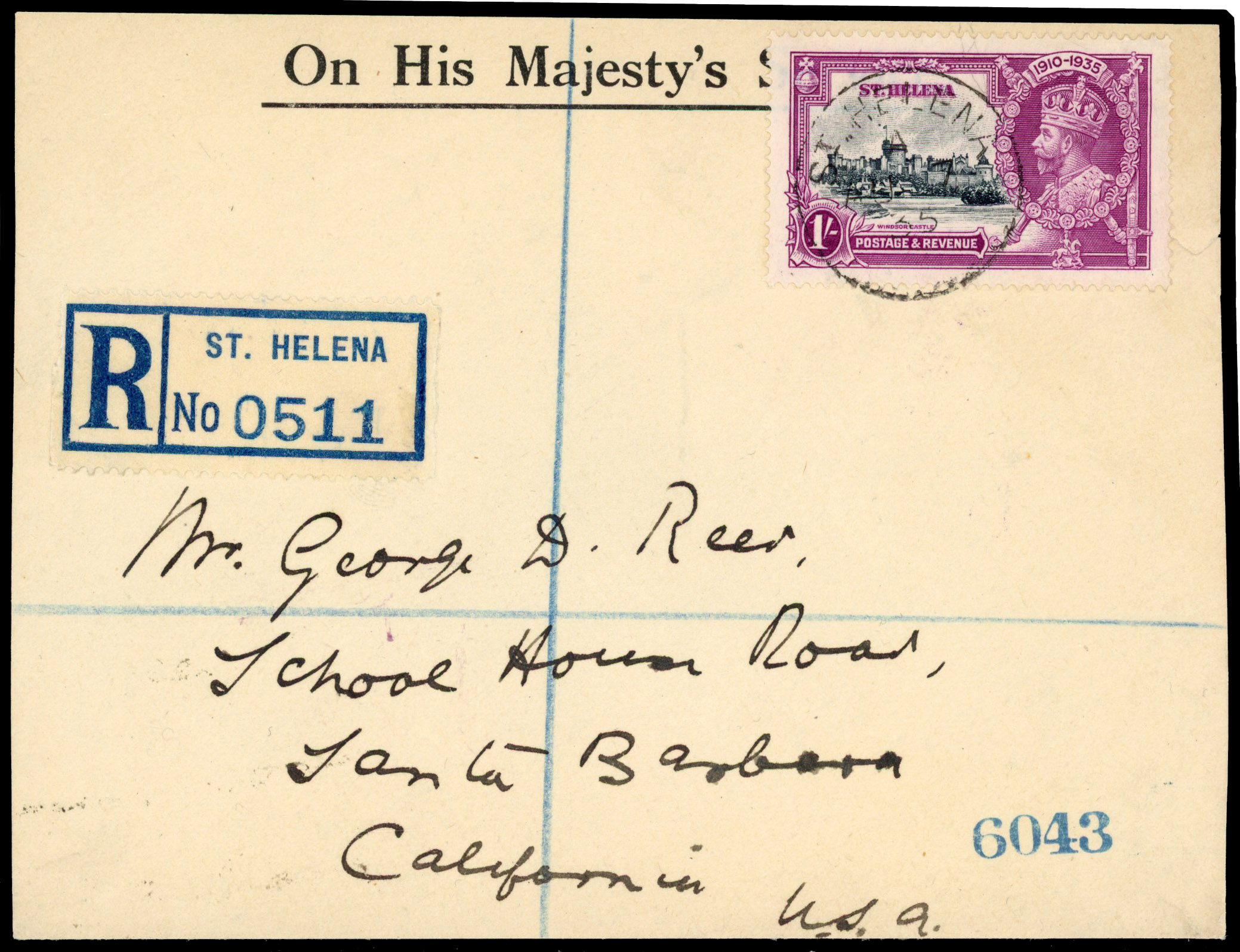St Helena SG 127h used on front