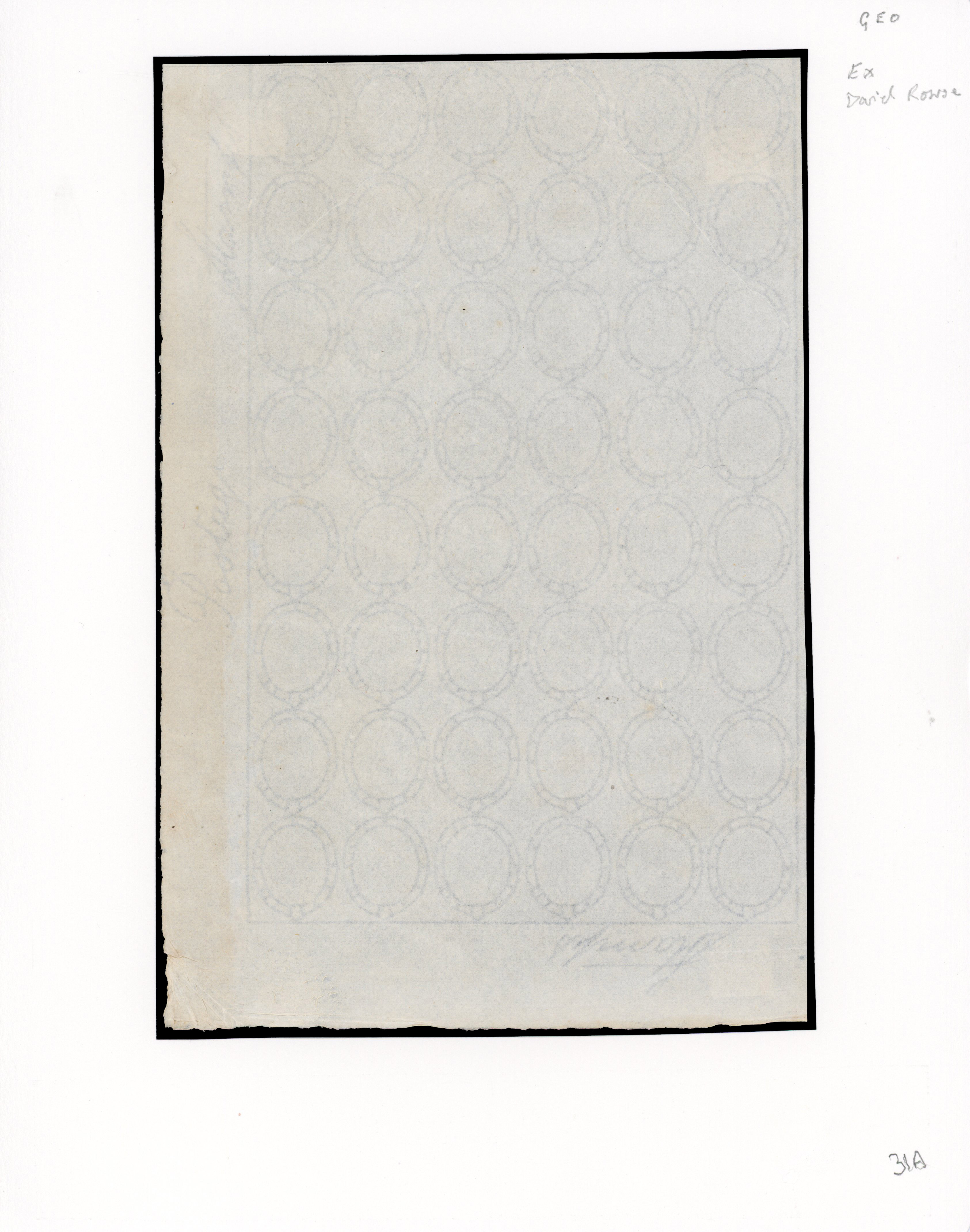 1855 Watermark Large Garter. Pane of forty eight.