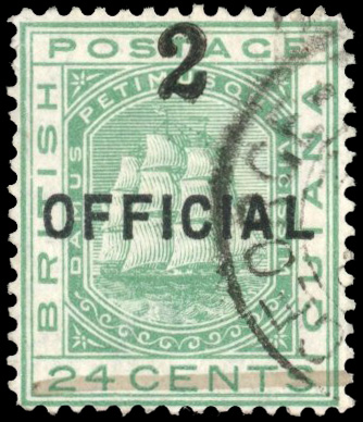 British Guiana 1881 2 on 24c Official faded used