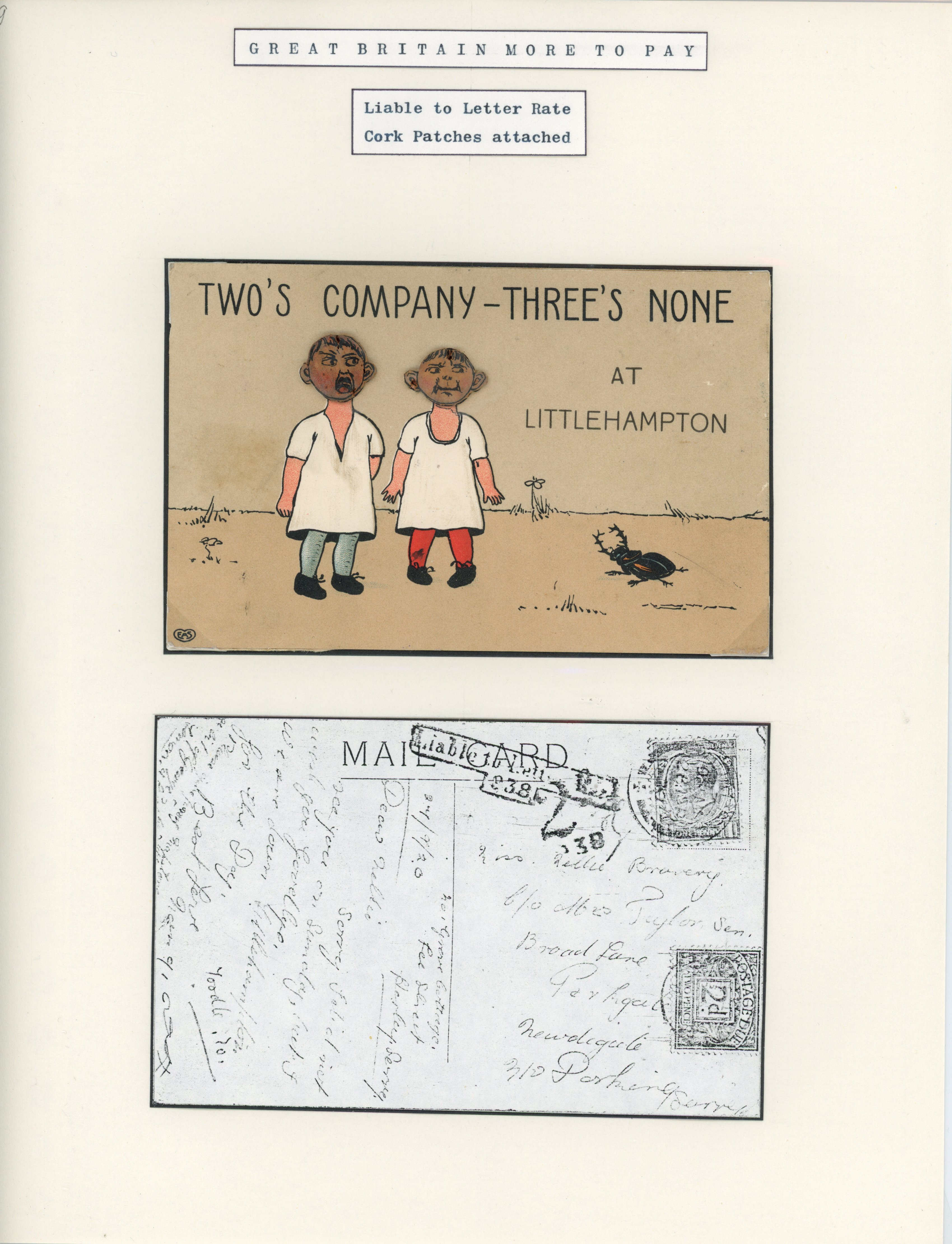 Great Britain 1920 novelty postcard with cork attached