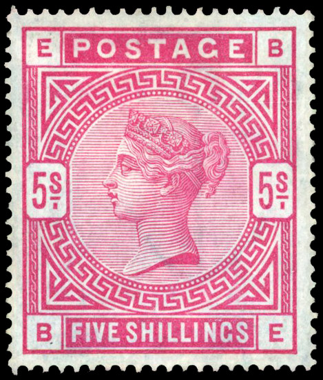 GB 1884 5s rose on blued paper mint