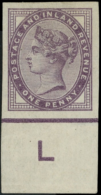 Great Britain 1881 1d lilac (16 dots) imperf control single SG 174a