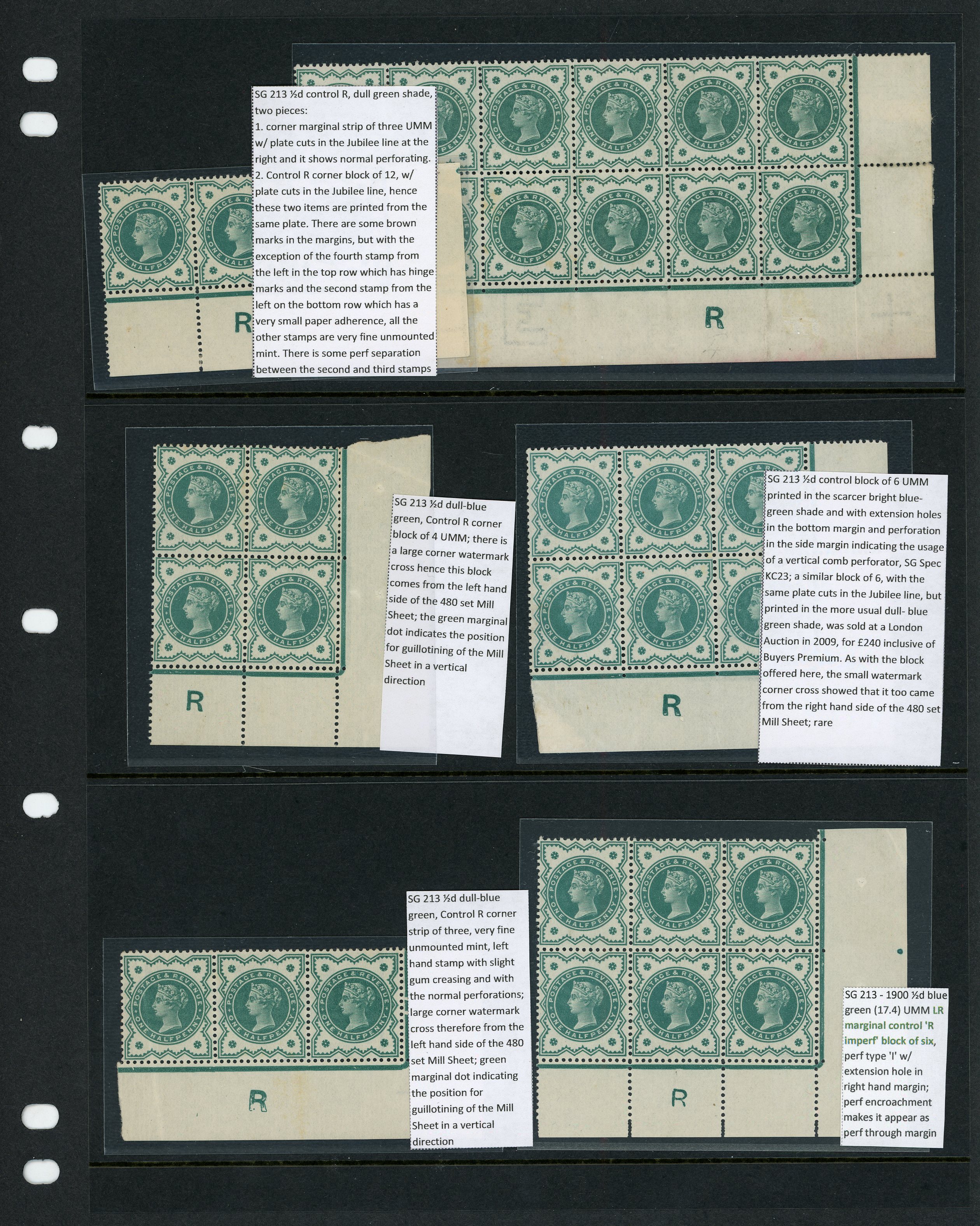 1900 ½d blue-green mint multiples with...