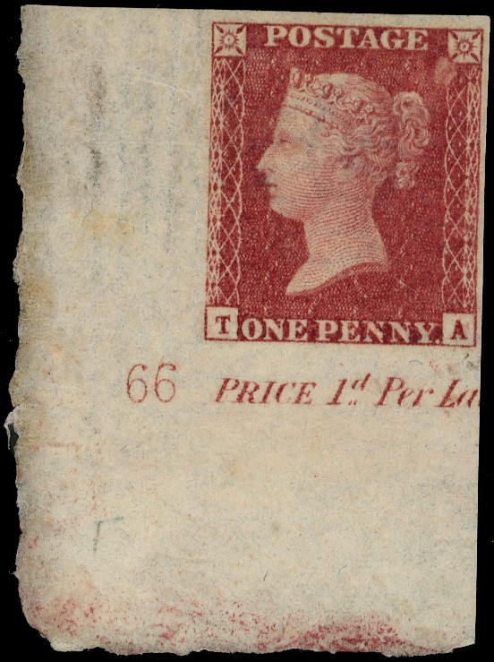 1865 1d Carmine-rose "Royal Reprint" Pl.66. Plate number...