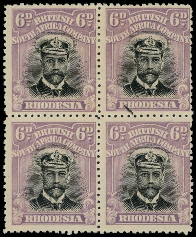 1913-7 6d Head Die I, perf 14. An o.g. block...