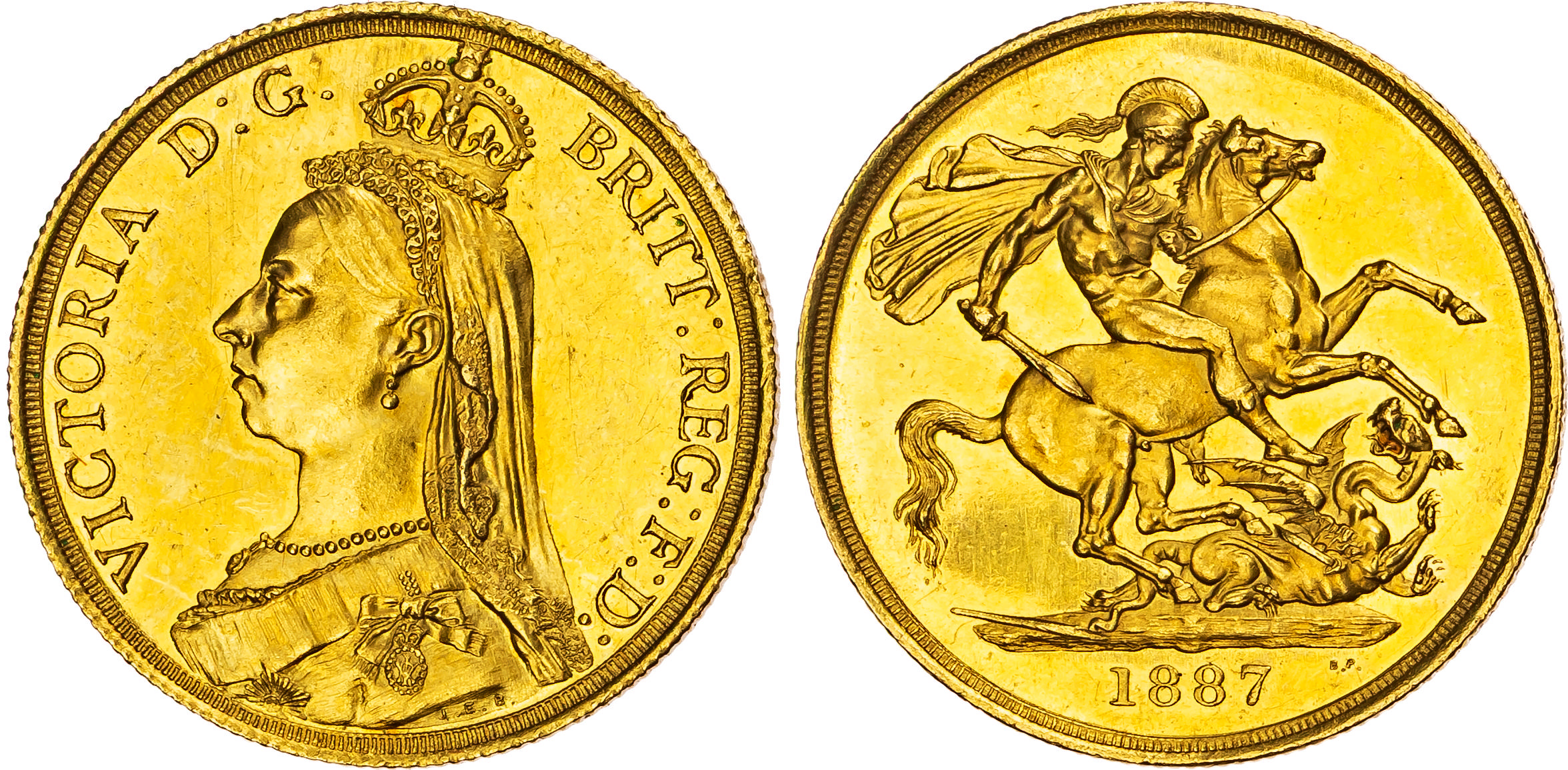 Victoria (1837-1901) Two Pound, 1887, large B.P., large date.