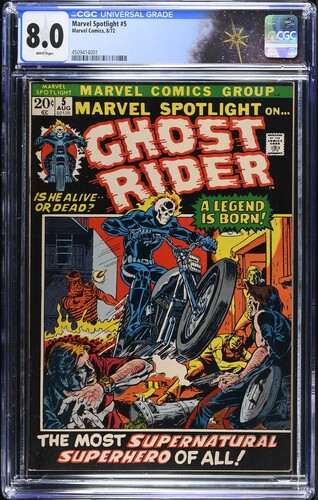 Marvel Spotlight #5 CGC 8.0 1st Appearance of Ghost Rider Johnny Blaze (Marvel Comics, 1972) White Pages