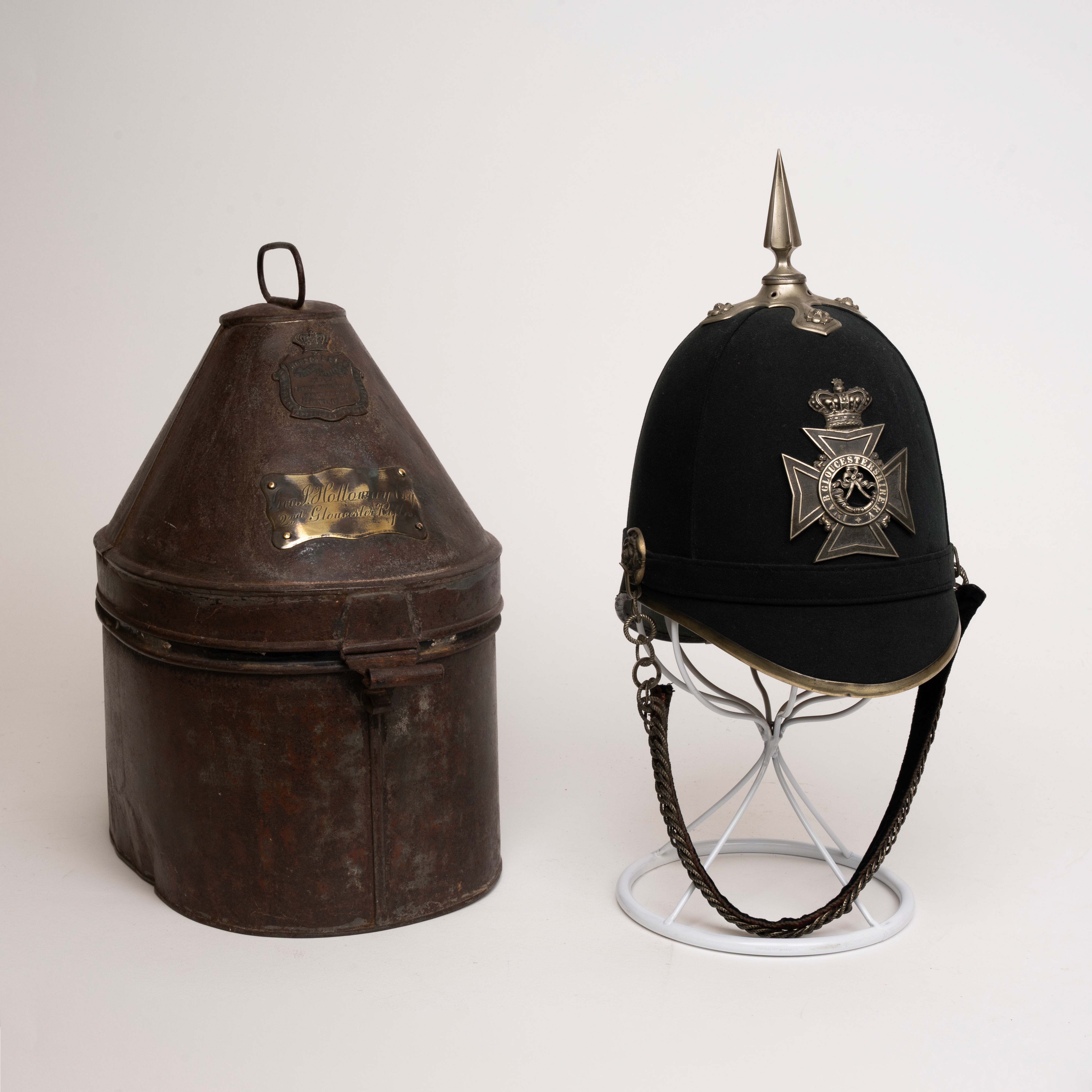 Officers Green Cloth Helmet, 2nd Gloucestershire Rifle Volunteers, in carrying case