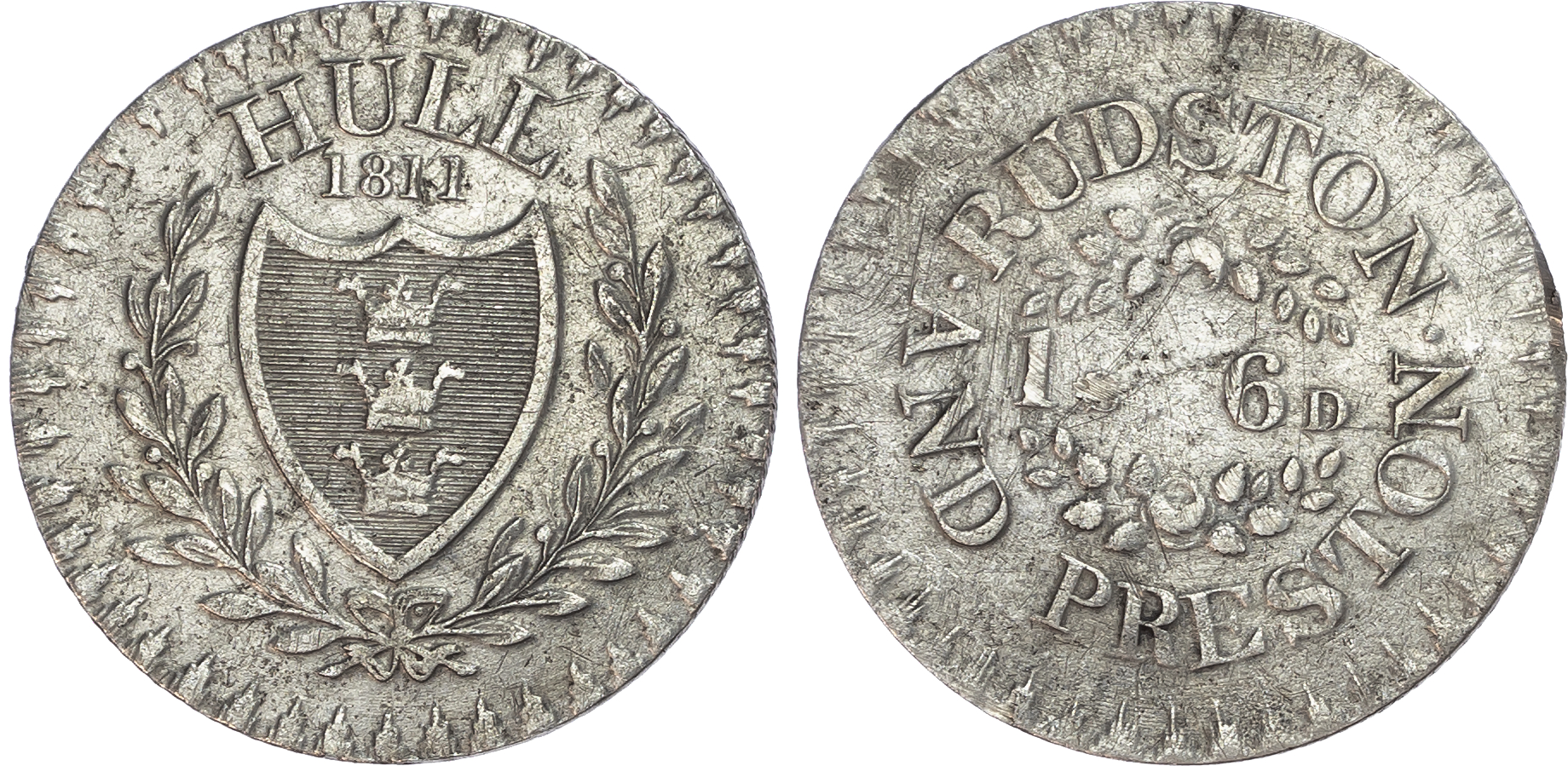 Yorkshire, Hull. Charles Rudston and George Preston, eighteen pence, 1811.