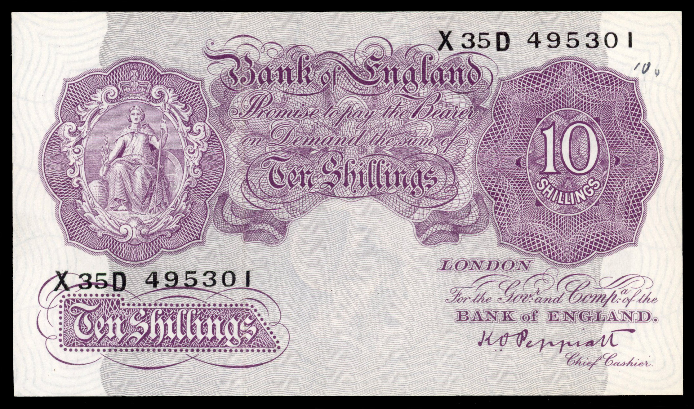 Treasury, N.F. Warren Fisher, Ten Shillings, 1922‑7
