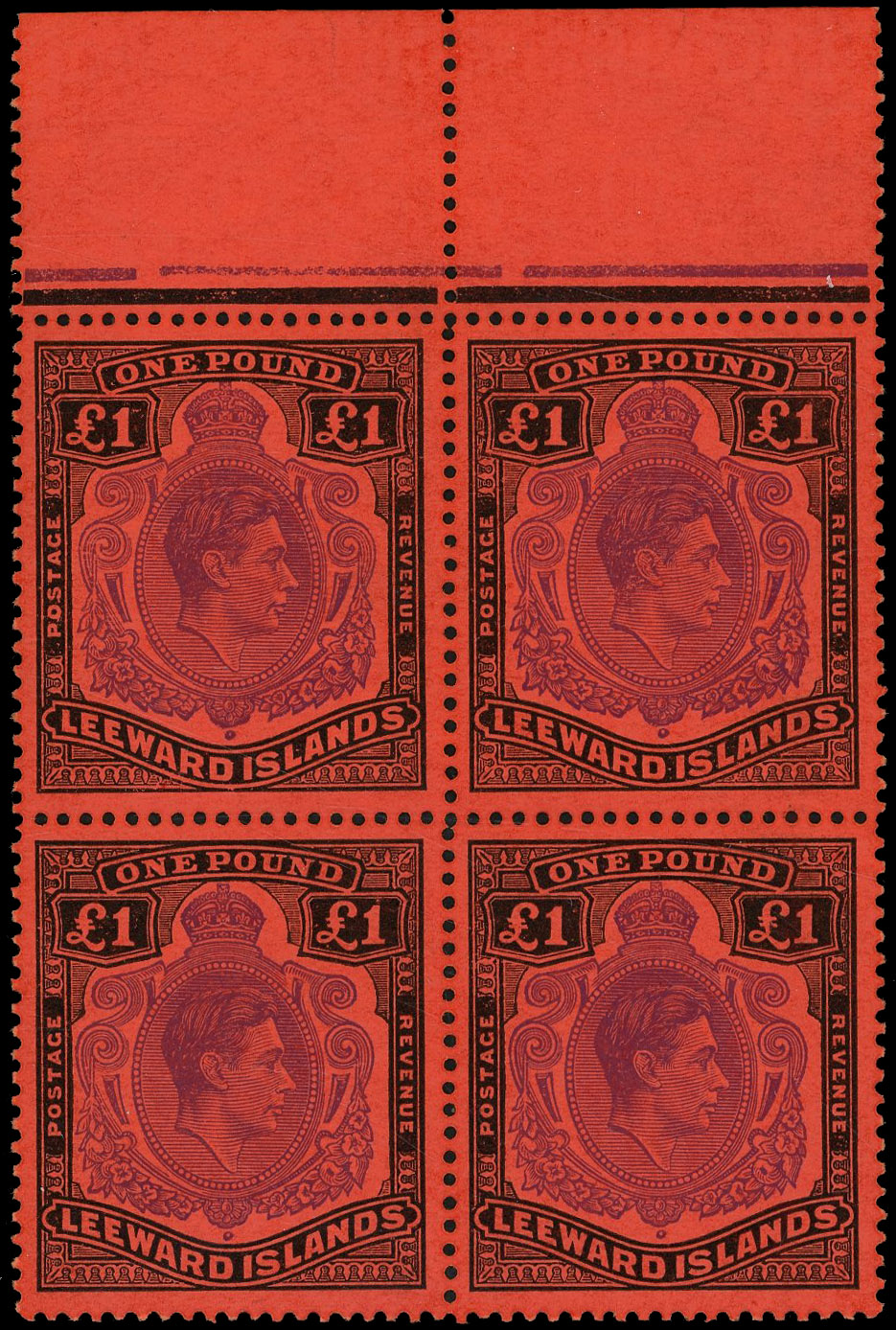 Leeward Islands SG 114ca block mint