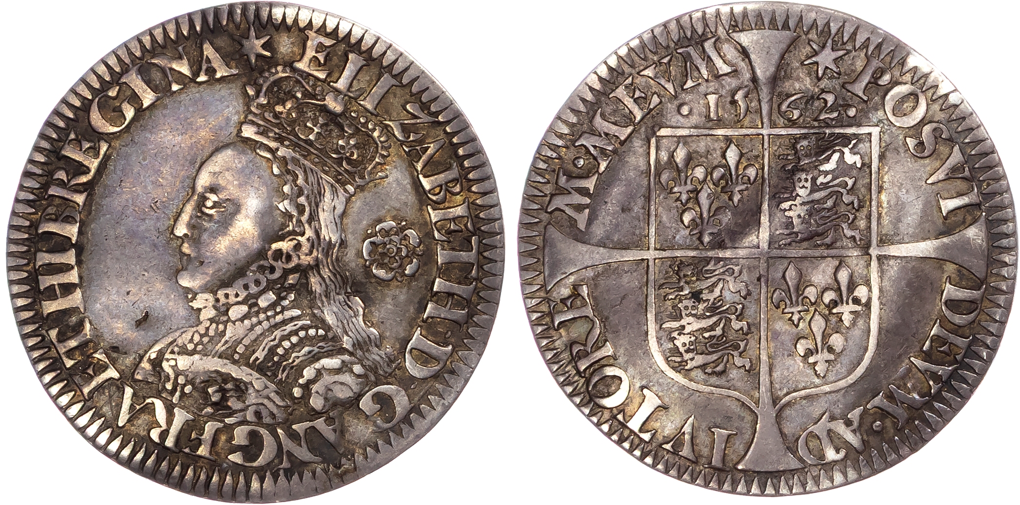 Elizabeth I (1558-1603). AR Sixpence 3.03gm.,1562. Tower (London) mm: star. Milled issue.