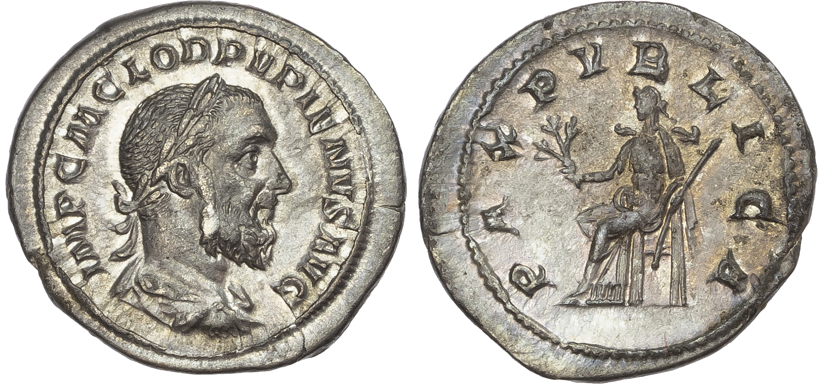 Pupienus (AD 238) AR Denarius, Rome, 3.04g. 