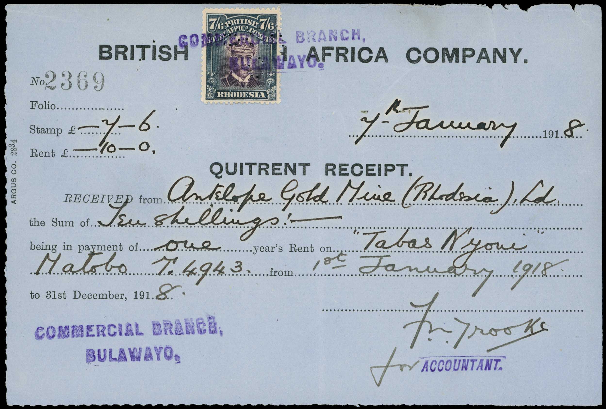 Fiscal uses. Six Quitrent receipts, five...