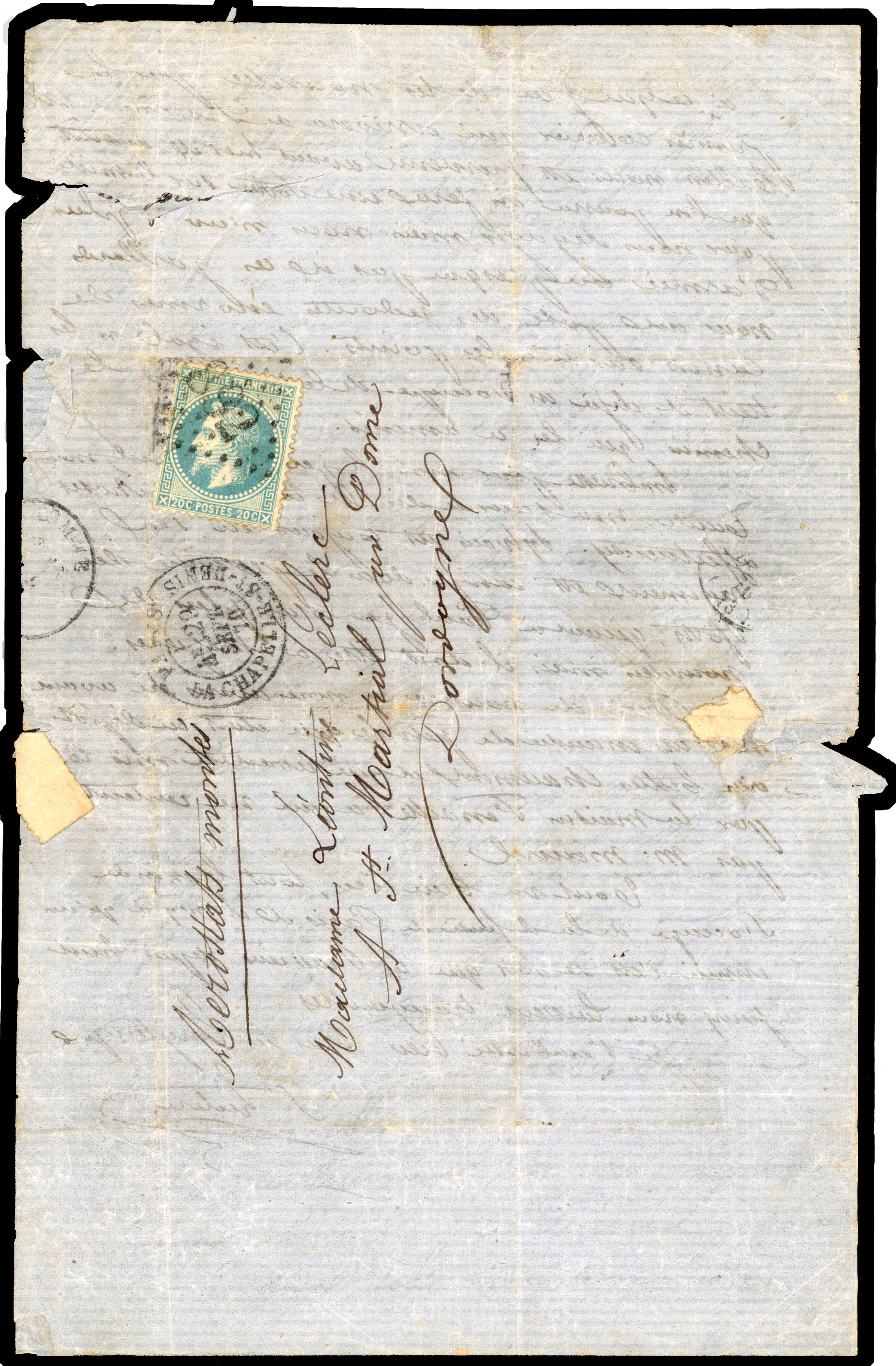 1870/71 selection of five entires all addressed to the Dordogne