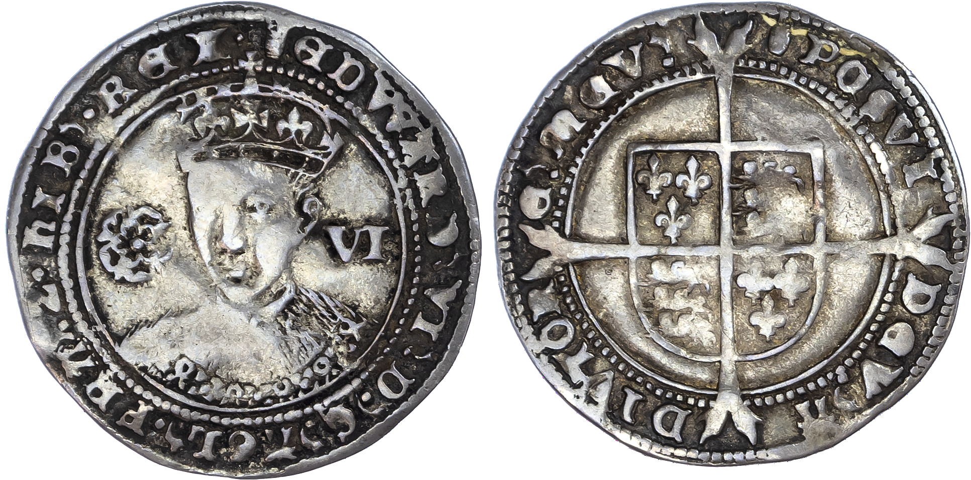 Edward VI (1547-1553), Sixpence, third period, fine silver.