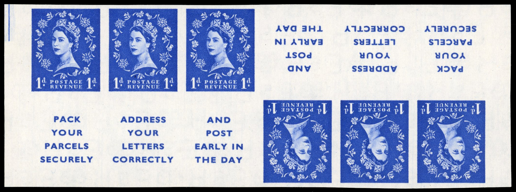 Great Britain SG 541laWi 1d booklet pane, tête-bêche imprimatur U/M 