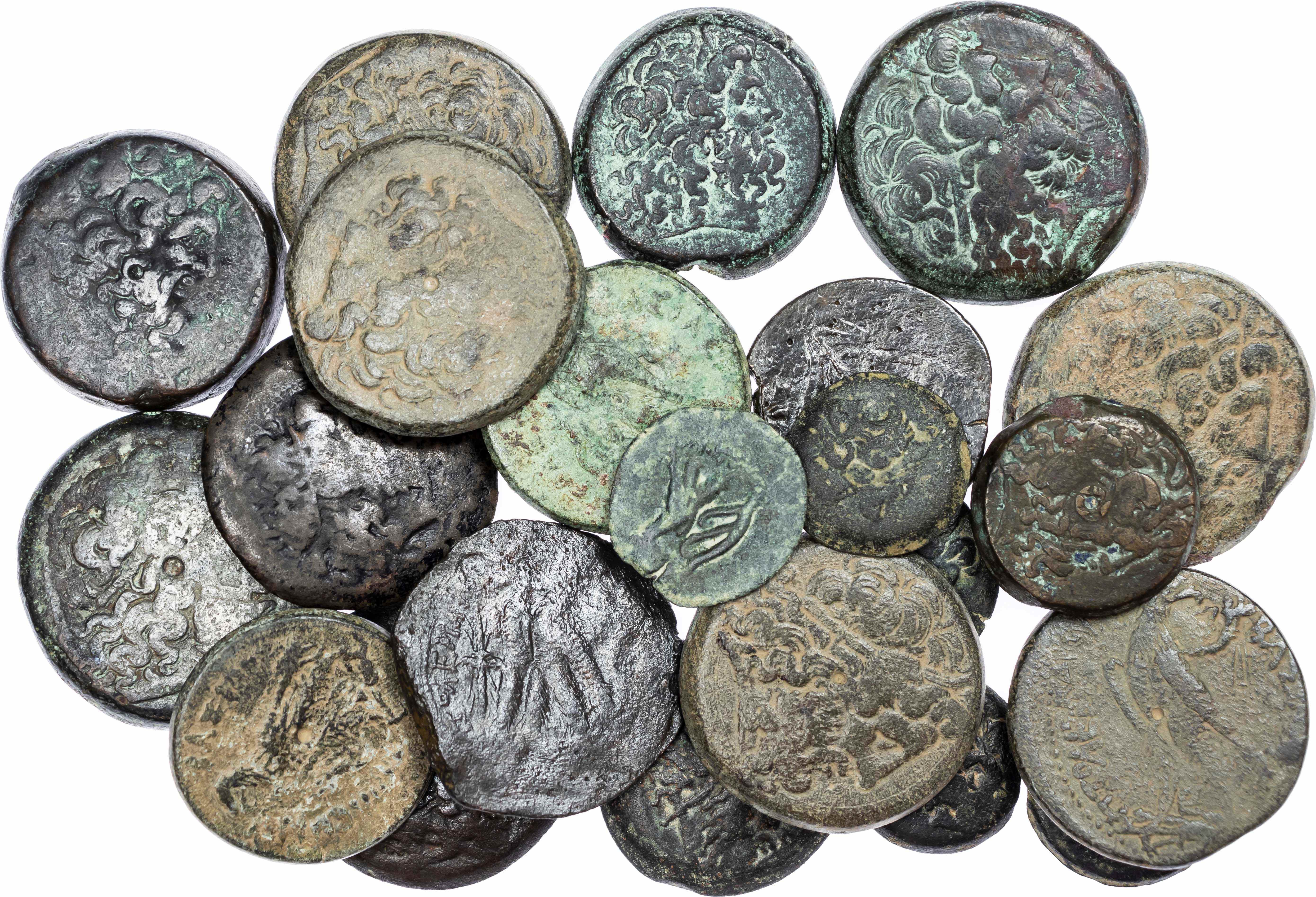 Ptolemaic Egypt, Various rulers, Group of AE Drachms, Hemidrachms and smaller denominations (22).