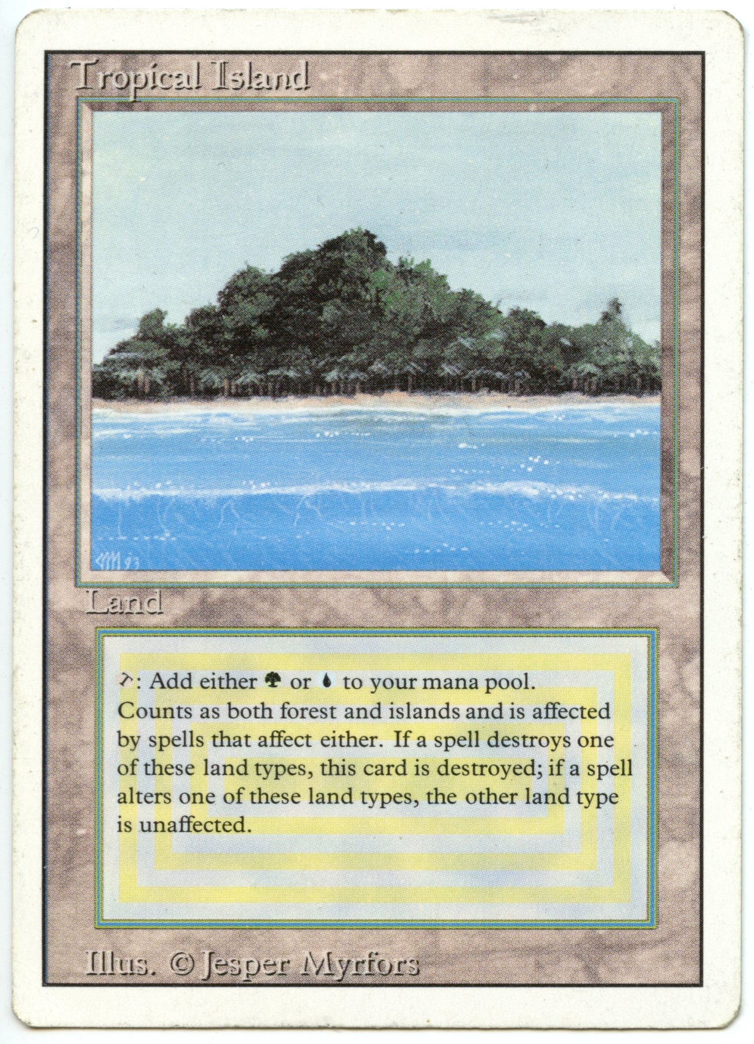 Magic The Gathering  - Tropical Island  - Revised - Moderatly Played 