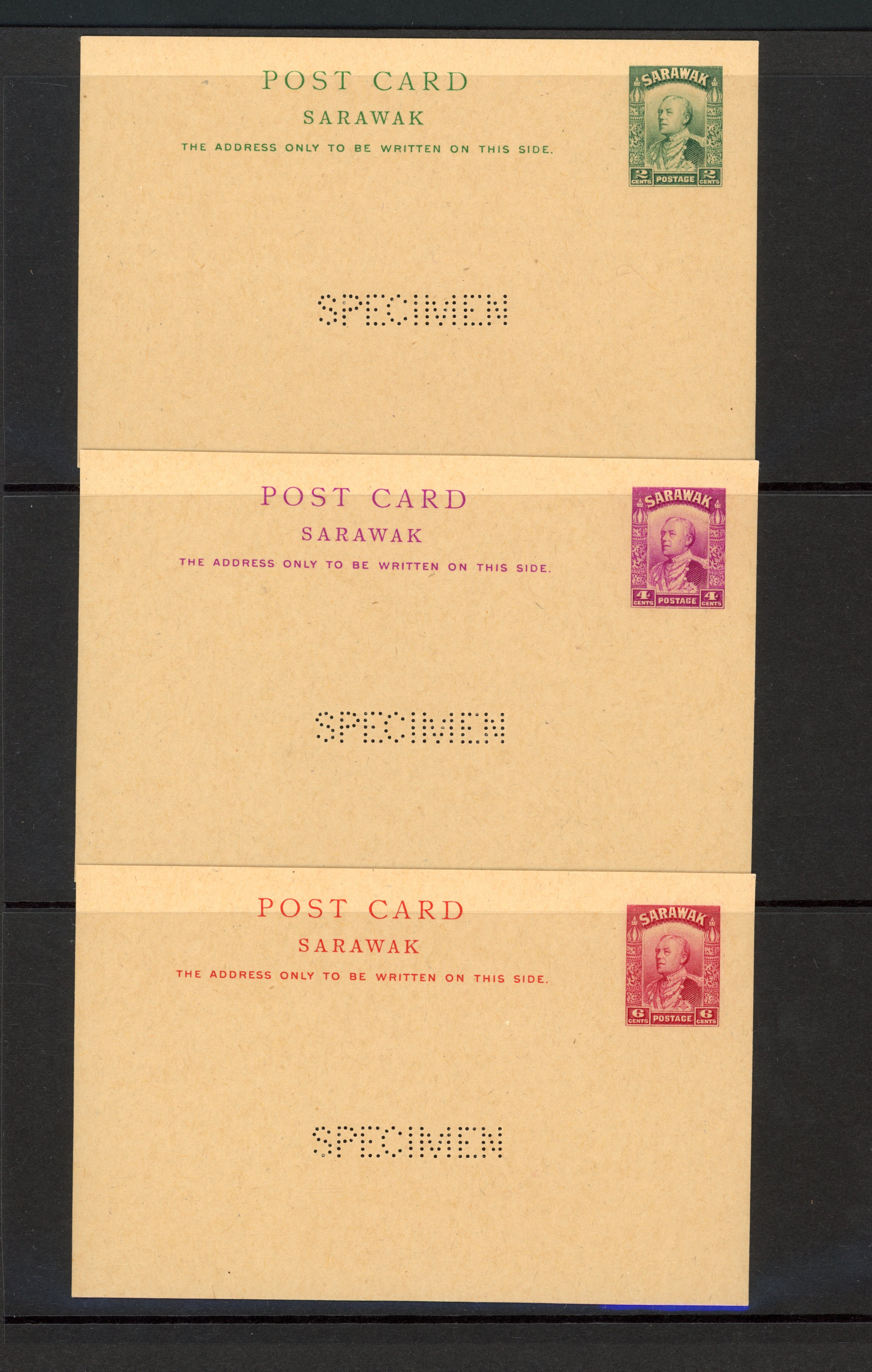 Sarawak Postal Stationery 1934 Postcard Specimens