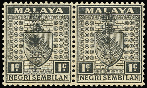 1942-44 Negri Sembilan 1c black (thin striated paper),...