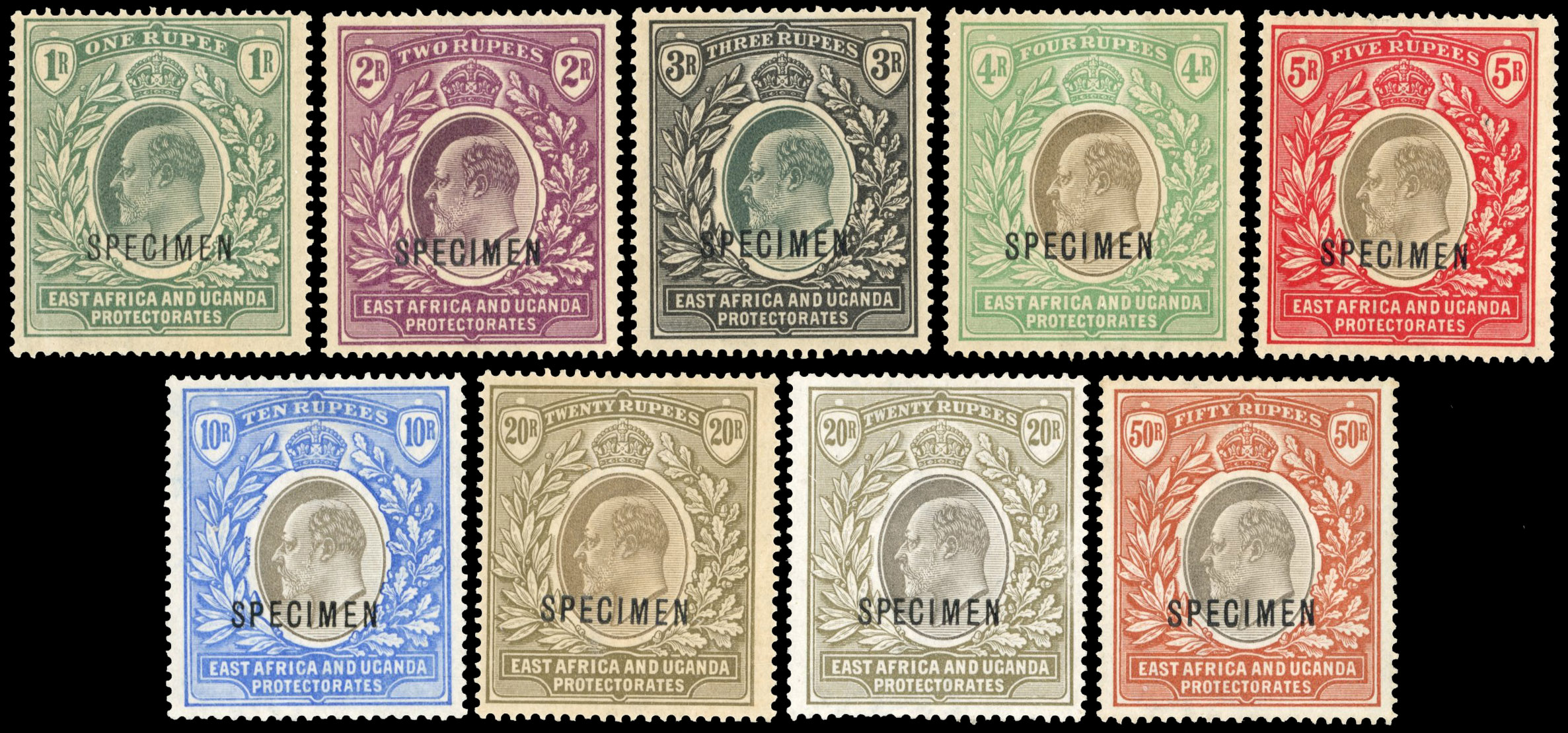 KUT SG 9s-16s 1903 1r - 50r Specimens