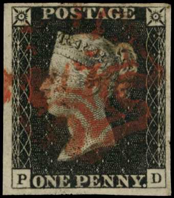 1840 1d black Plate 7 (PD) good to large...