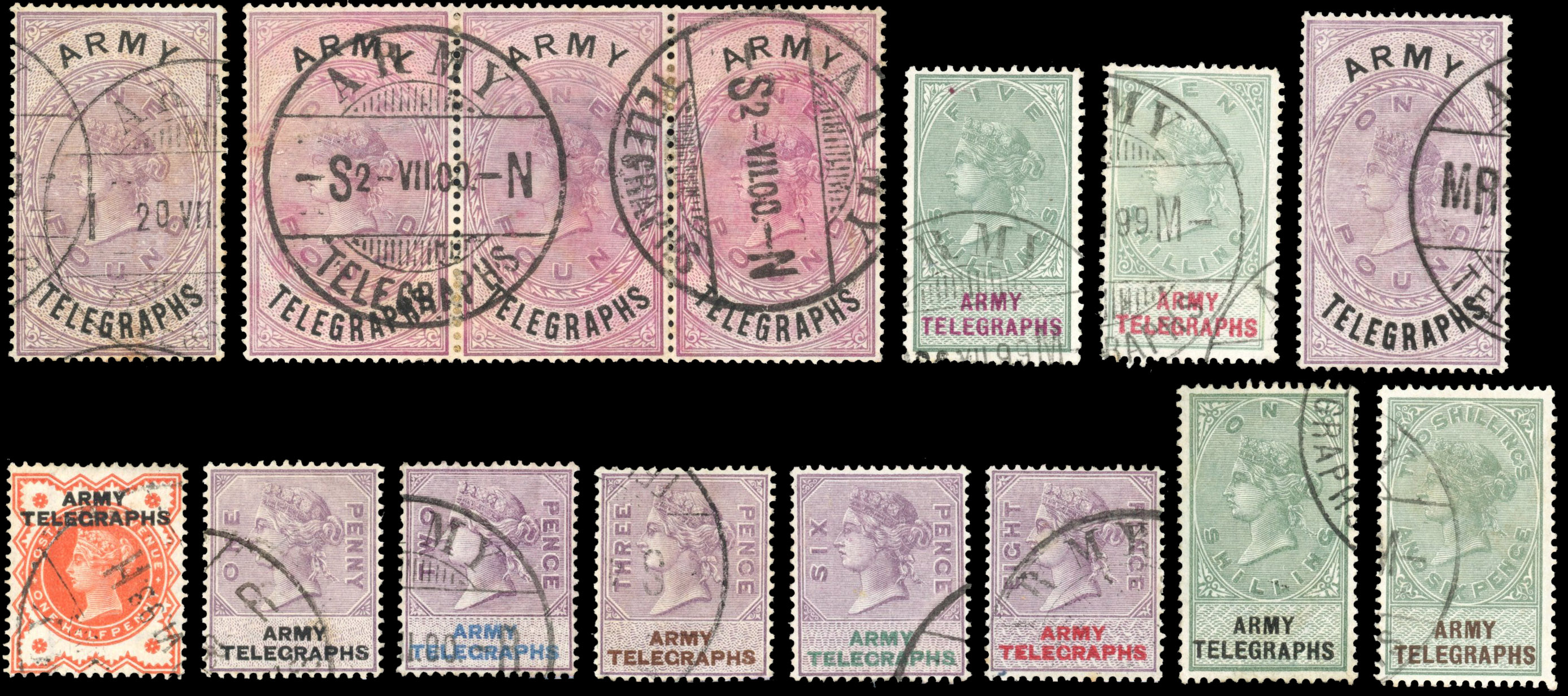 GB Army Telegraphs 1895-1902 used group