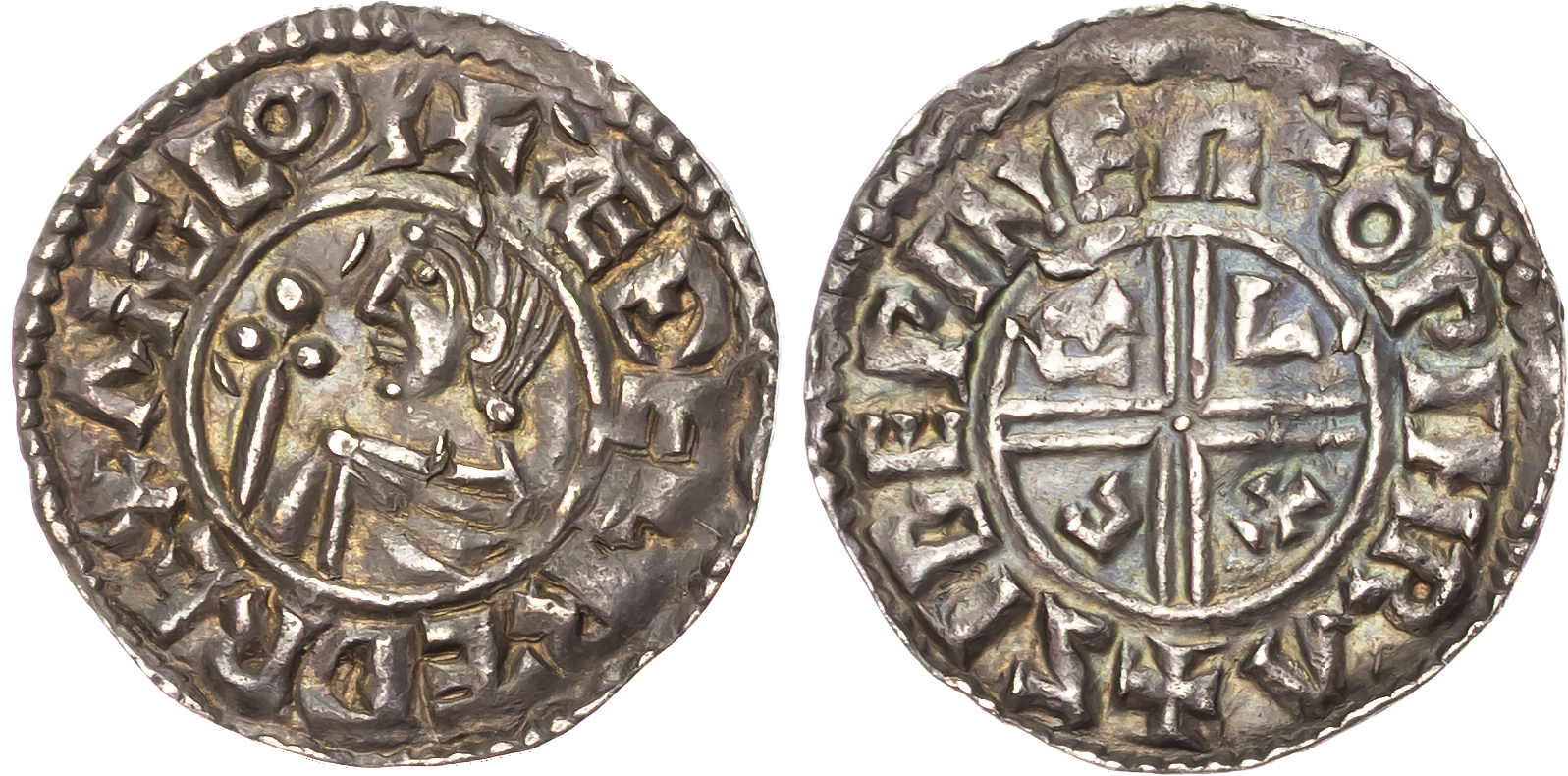 Aethelred II (978-1016) Penny, Crux type (c. 991-997), Worcester mint, moneyer Sigewine. 