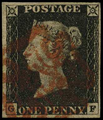 1840 1d black Plate 3 (GF) four clear to...