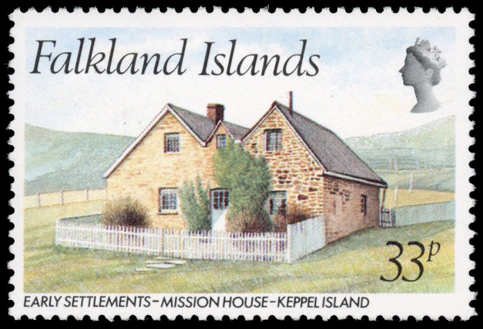 Falkland Islands SG 391w 1981 33p Early Settlements watermark sideways inverted mint