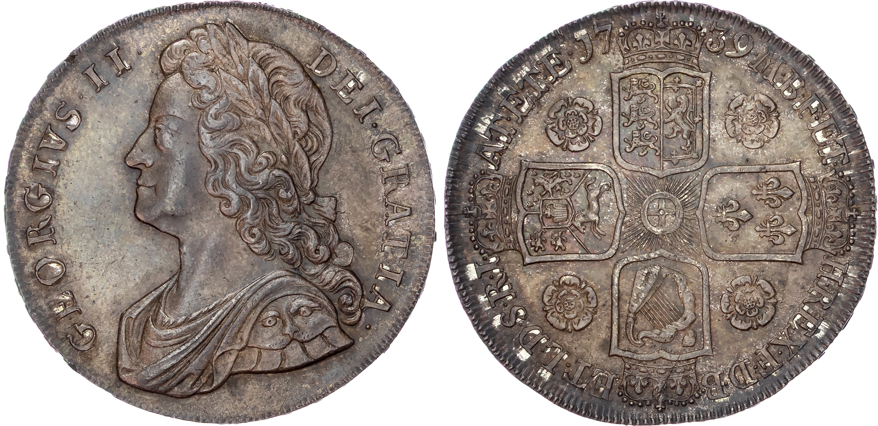 George II (1727-1760), Crown, 1739, Roses, edge DVODECIMO.