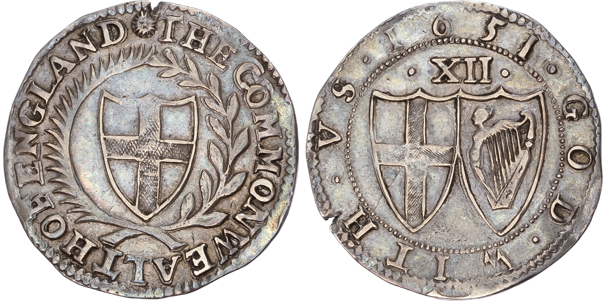 Commonwealth (1649-1660), Shilling, 1651, Tower mint, mintmark sun.