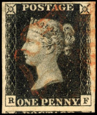 GB SG 2 1840 1d black Plate 1b RF used