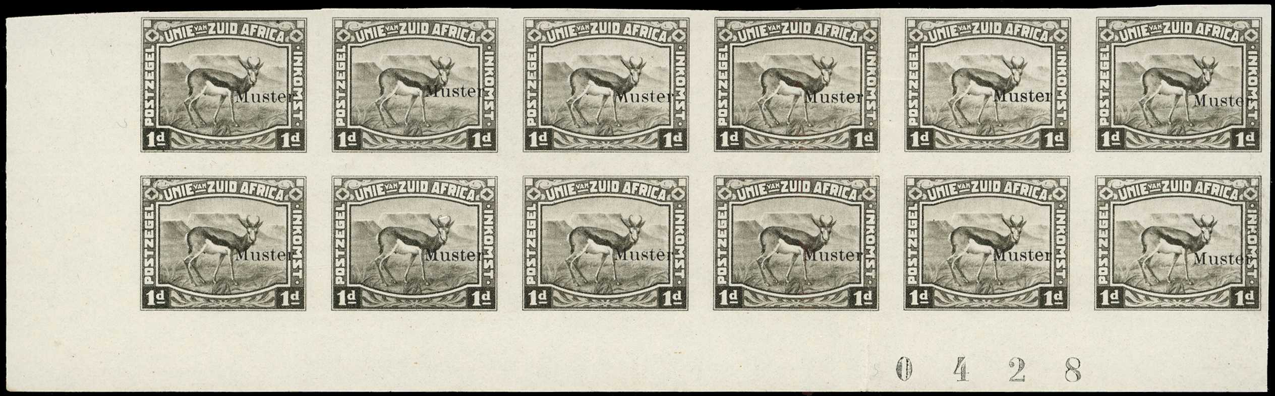 1923 Harrison 1d Springbok essay, small format...