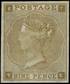 1862 9d bistre Pl.2.