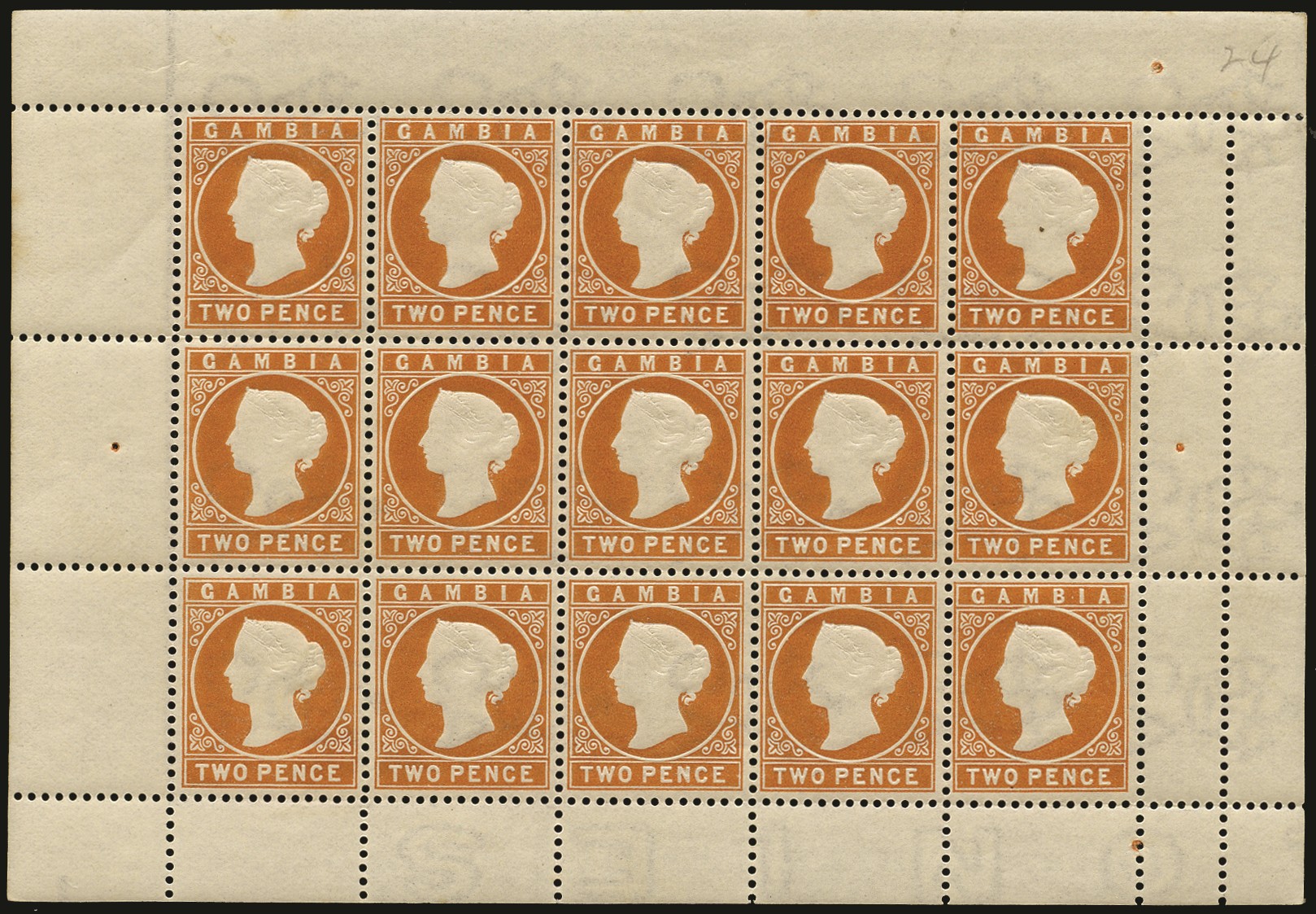 1886-93 2d orange, wmk CA (sideways), complete sheet...