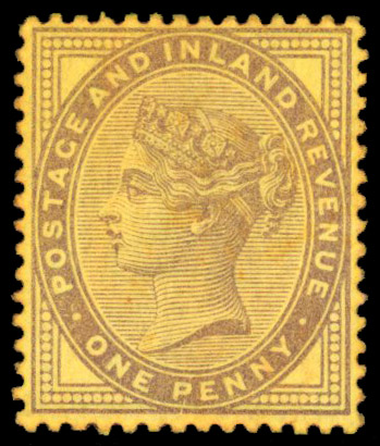 1881 1d Lilac (Die II) Colour Trial on coloured paper. purple on yellow