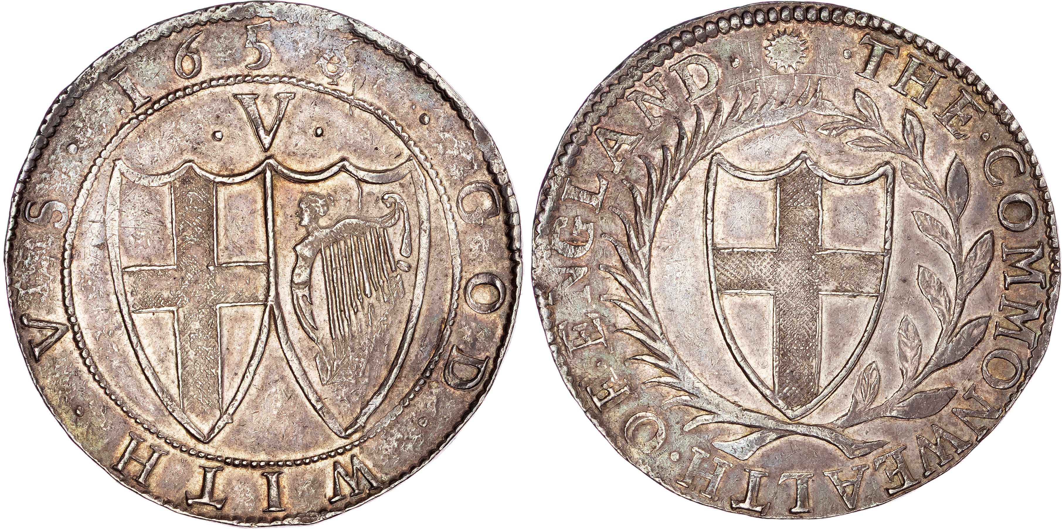Commonwealth (1649‐1660) AR Crown, 1656/4, Tower (London) mint, mm. sun.