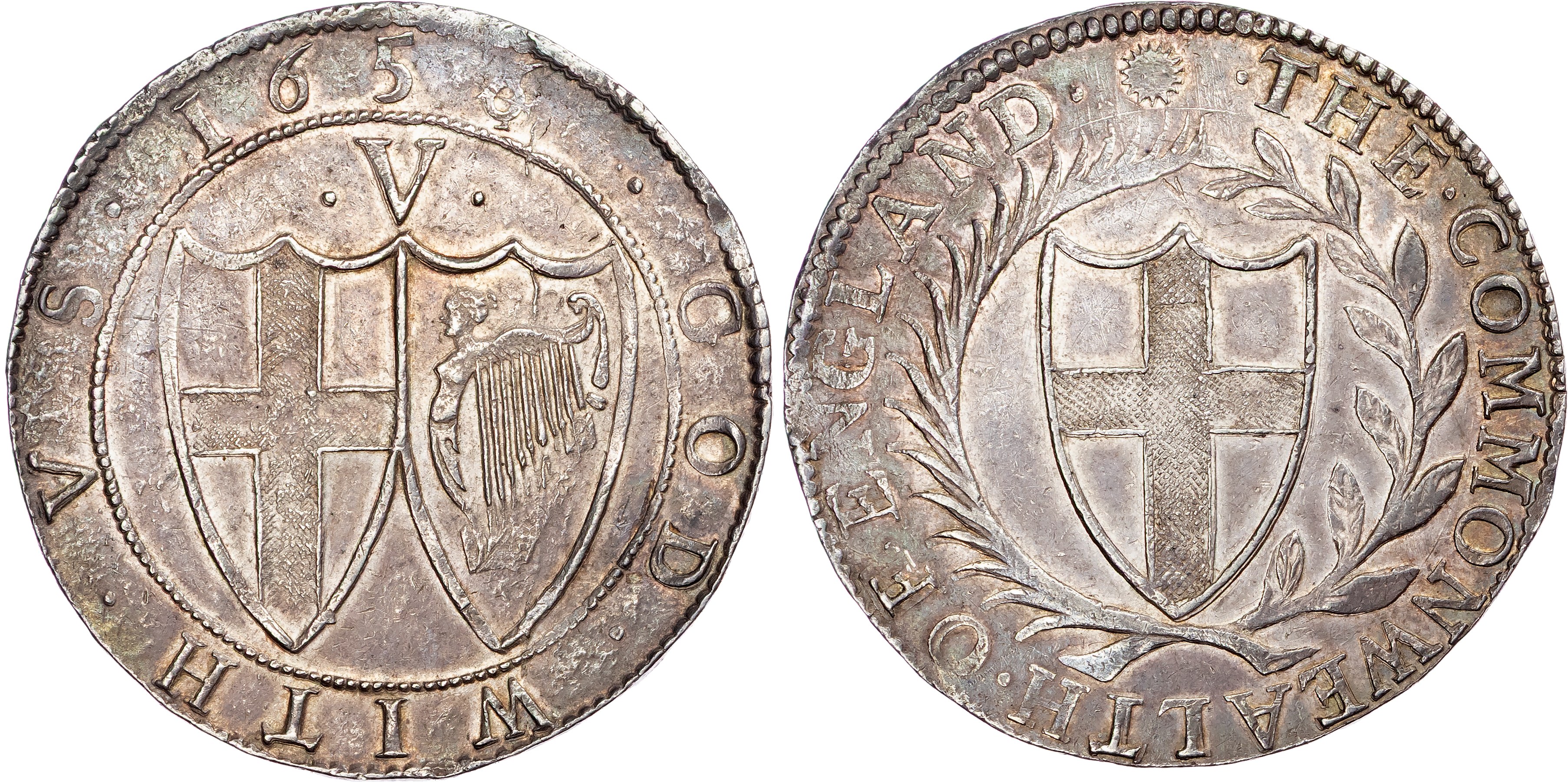 Commonwealth (1649‐1660) AR Crown, 1656/4, Tower (London) mint, mm. sun.