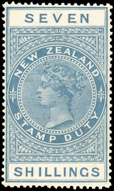 New Zealand 1913-21 7s pale blue DLR paper perf 14½x14