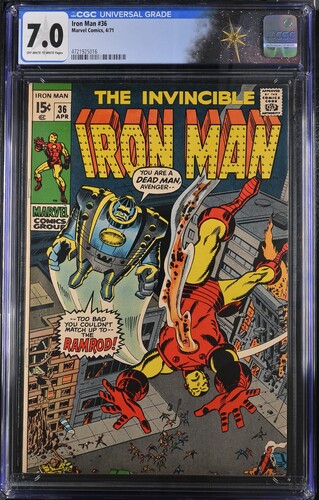 Iron Man #36 CGC 7.0 "Among Men Stalks the Ramrod!" (Marvel Comics, 1971) Off-white to white pages