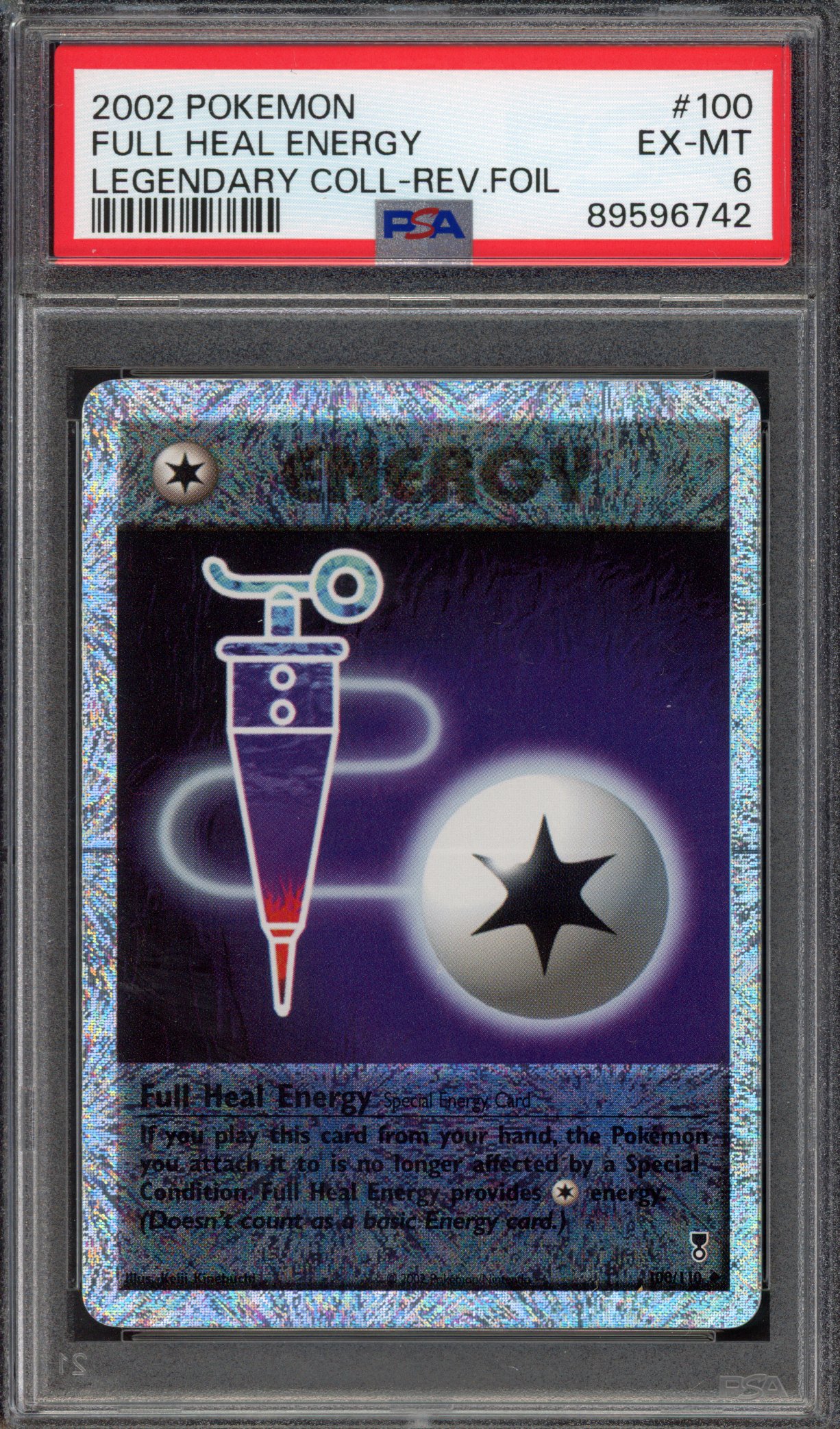 Pokémon TCG PSA 6 Full Heal Energy 100 Reverse Foil, Legendary Collection  