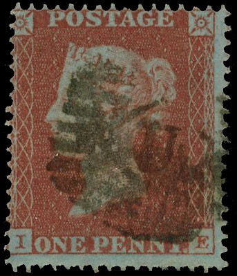 1850 1d Red brown “Archer“ Pl.105. 