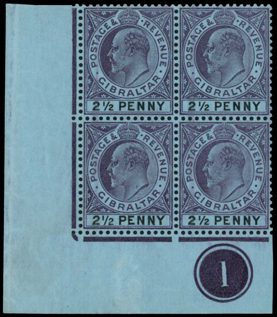 1903 2½d dull purple and black/blue, lower...