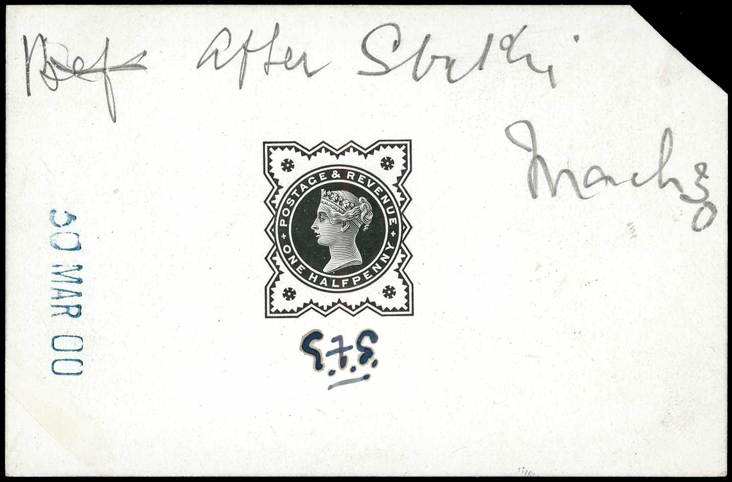 1900 ½d Jubilee Die Proof in black on glazed...